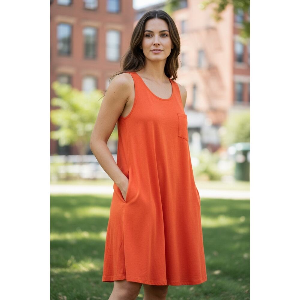 Sonoma Dark Orange Sleeveless Knee Length Sundress, Women's Size S